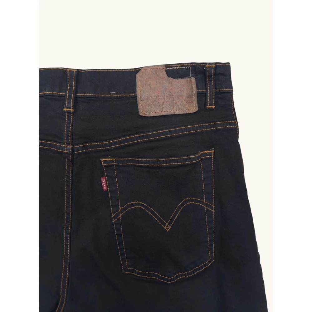 Levis Mens Black Denim Cut Off Shorts Frayed Hem Dark Wash Size 32